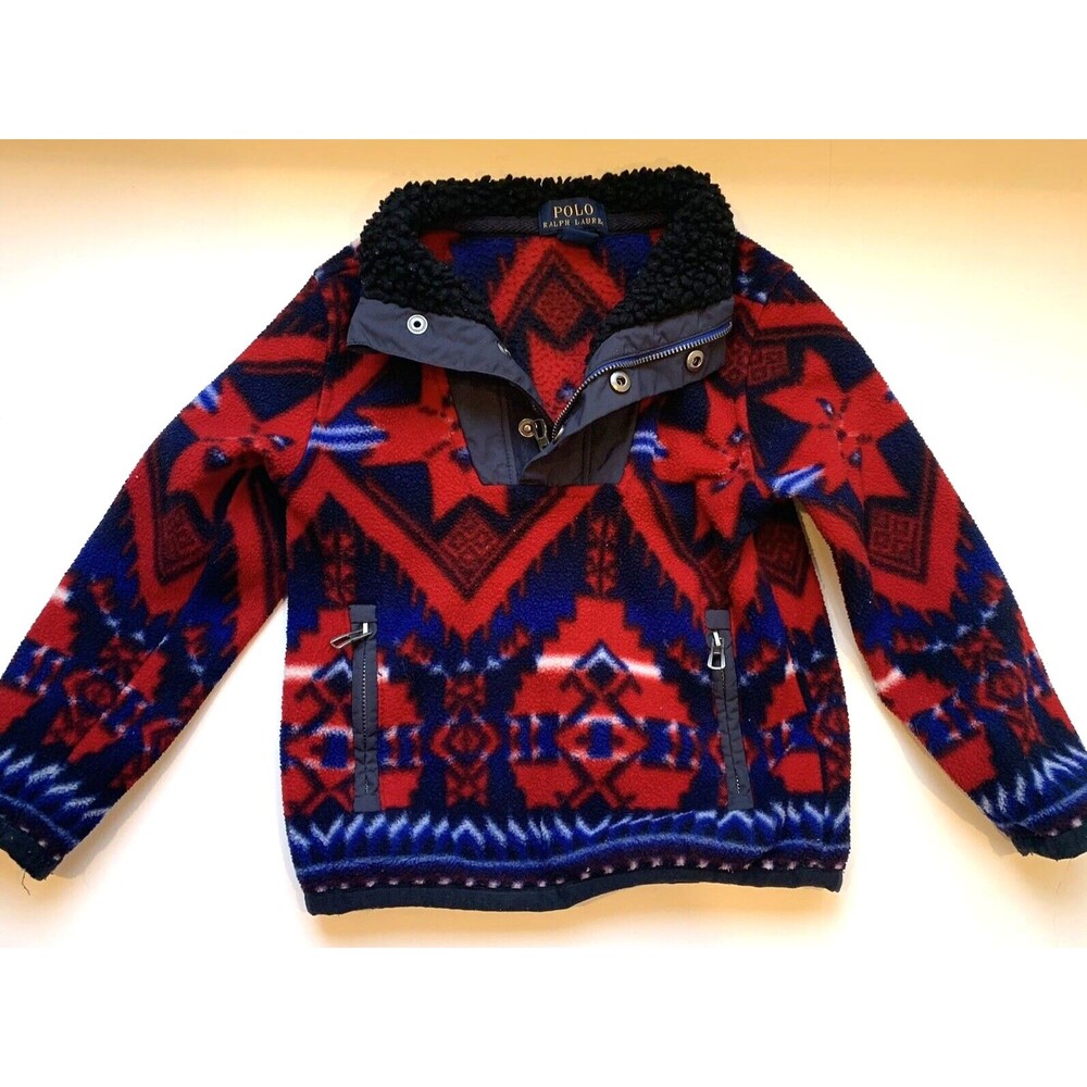 Polo Ralph Lauren Fleece Aztec Southwestern Pull Over Boys 3T Navajo Beacon 2
